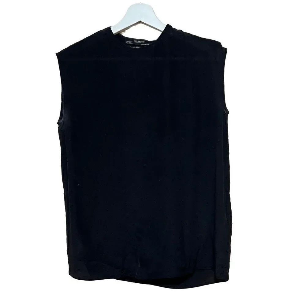 All Saints Black Hand Embellished beaded Sleeveless Blouse Top 4